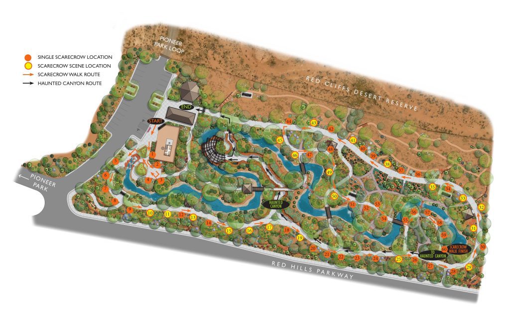 Scarecrow Walk & Haunted Canyon 2026 scarecrow locations map